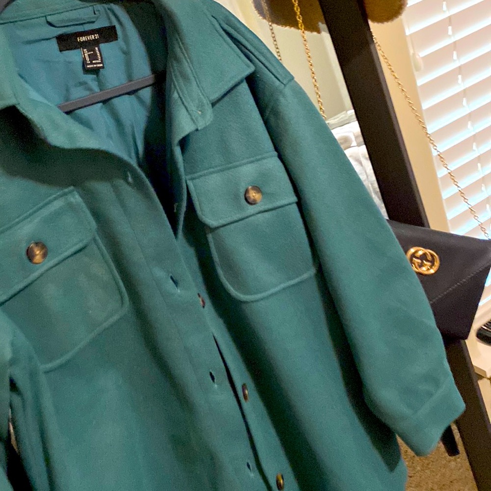 Size medium green blue forever 21 Shacket worn once